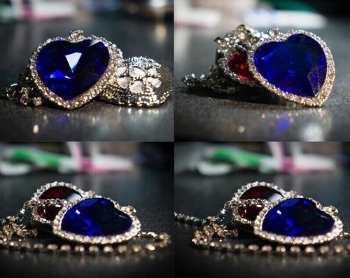 Movie TITANIC Heart Of the Ocean Necklace Love Forever Blue Red Crystal Pendants - Picture 5 of 12