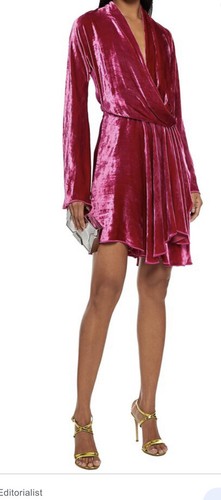 Nola Dress Fuchsia Pink Velvet 38 