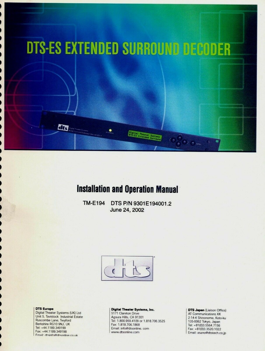 Décodeur DTS Digital Theater Systems DTS-ES Extended Surround – Pour Home Cinéma Vintage