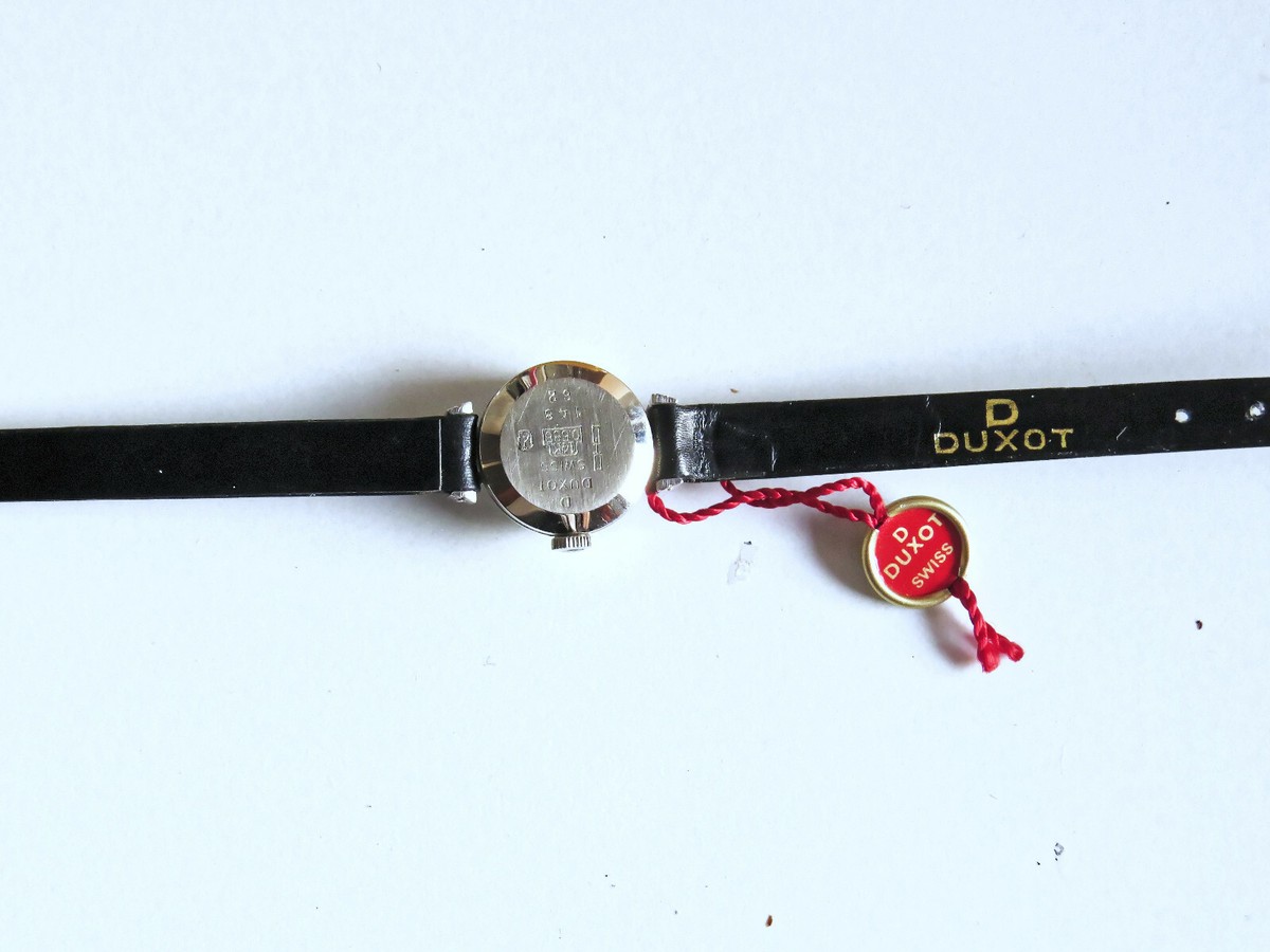 Solid white Gold 14K 585 watch Uhr NOS Vintage SwissMade Duxot New