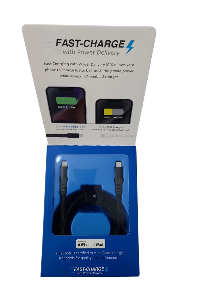 Mix of 4 Just Wireless 6 Ft. Braided USB C to iPhone Cable Fast Charger - Image 3 of 4