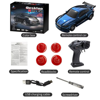 New 4WD 2.4GHZ RC Simulation Mini Drift Car Palm Racing Model Desktop Toys 1/64 