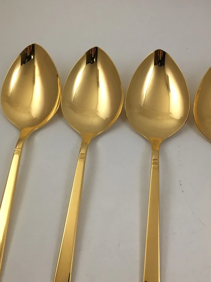 5 cucharas soperas Oneida CORONA NÓRDICA DORADA Electroplato dorado Oneidacraft Deluxe Foto 3 de 4