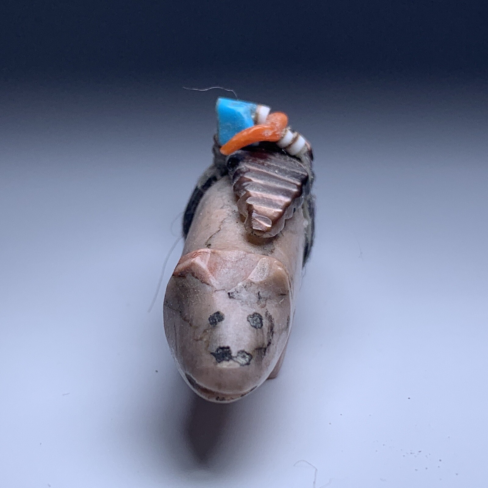 1970s Native Zuni Carved Stone Wolf Fetish By Edna Leki (d.)