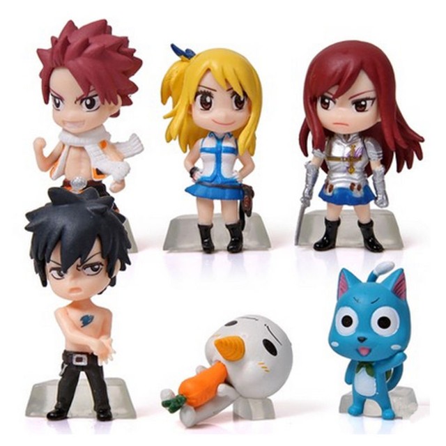 Rincondiving Com Collectibles Animation Art Characters 6pcs Set Anime Fairy Tail Natsu Happy Lucy Gray Erza Plue Figure Toy Cake Topper