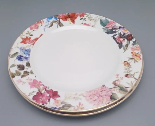 Juego de 2 hermosos platos de cena de diseño floral con borde dorado de 10,5" Grace Teaware - Imagen 8 de 8