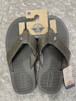 Dockers Premium Sandals Flip Flop Mens SIZE 8 / 9 (M) Brown Taupe Comfort NWT