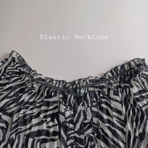 Zebra Print Blouson Petite Large Black/White -Accordion Pleats -ND New Direction - Picture 4 of 17