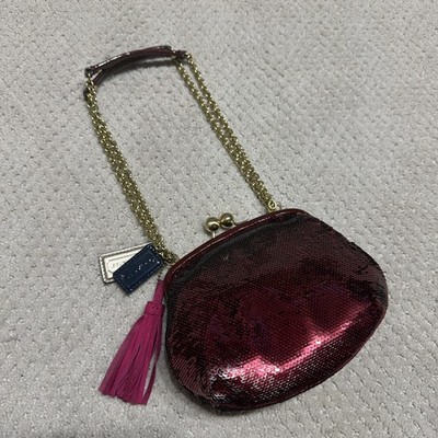 COACH POPPY LIMITED EDITION RED SEQUINS FRAME KISSLOCK BAG 21218