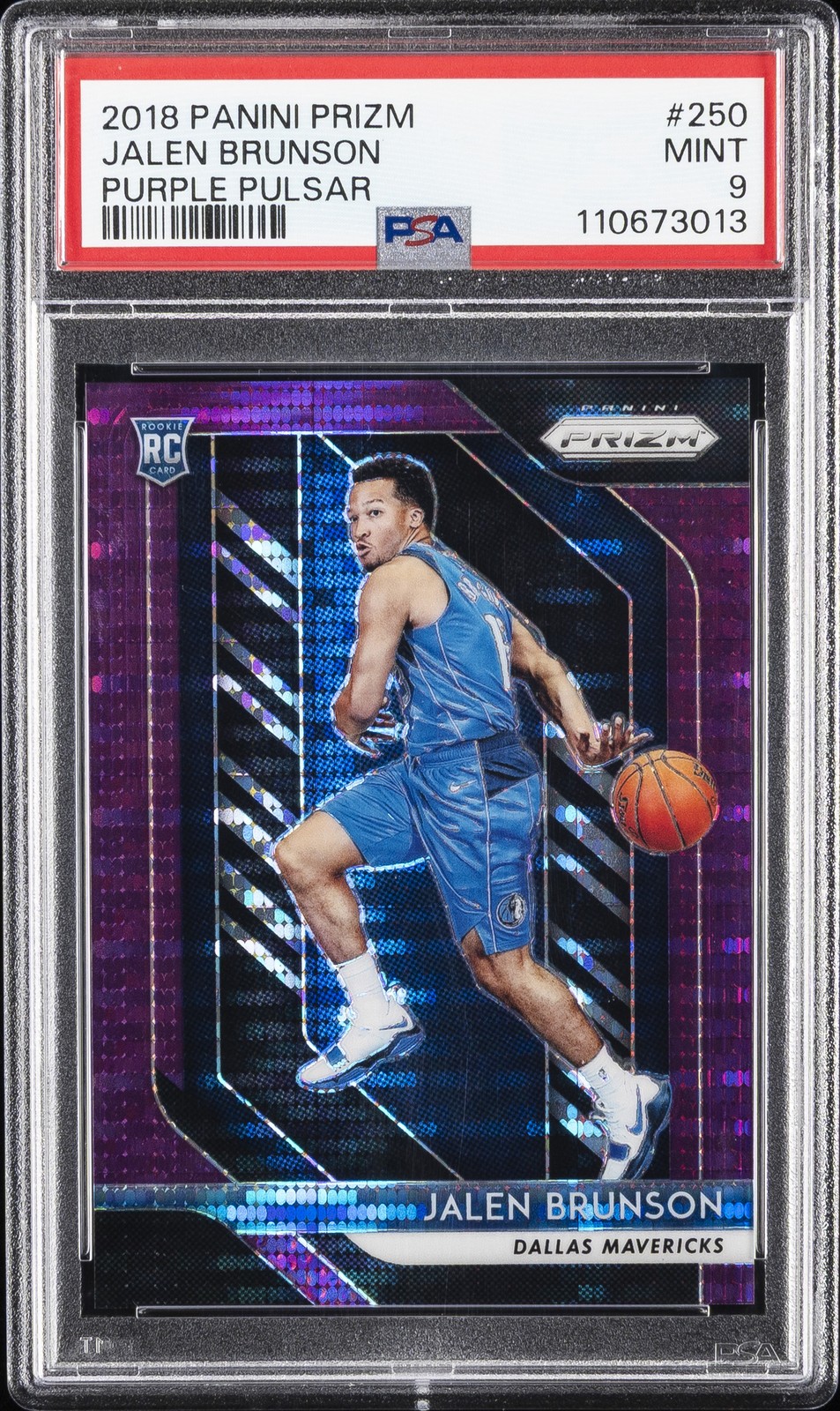2018 PANINI PRIZM PURPLE PULSAR #250 JALEN BRUNSON 23/35 PSA 9