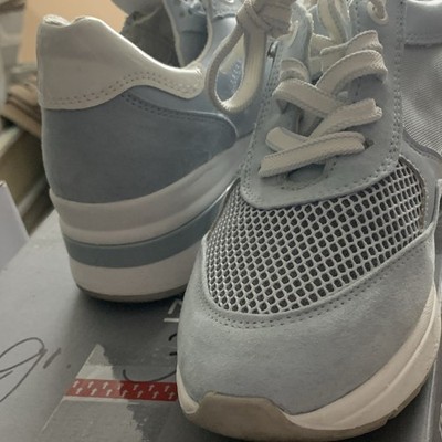 MARCO TOZZI Sneaker Low Top EU 39 blau/weiß Faux-Wildleder Reißverschluss
