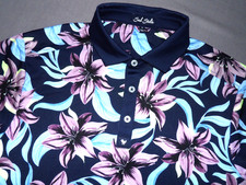 Bad Birdie Short Sleeved Stretch Floral Print Performance Golf Shirt Men's Small