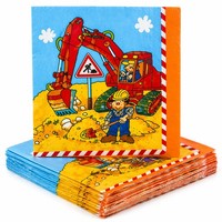 20 Servietten Bagger Baustelle Deko Bauarbeiter Kindergeburtstag Party Kinder
