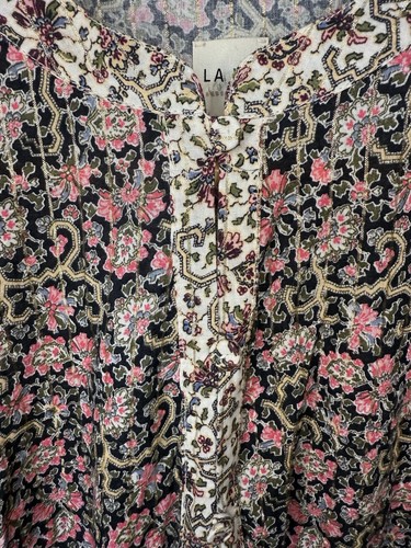 La Vie Rebecca Taylor Dress Small Long Sleeve Metallic Lined Lightweight Belted - Picture 7 of 19