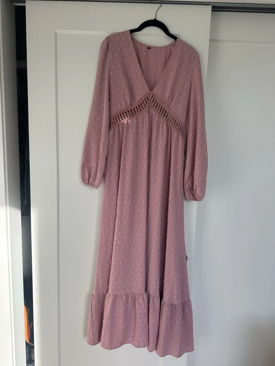 knee length dresses for ladies Cream Floral Smocked Long Sleeve Maxi Dress main image 0