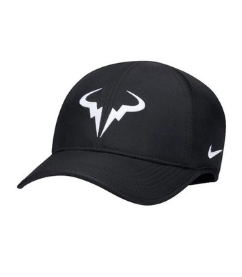 NEW TAGS Nike [S/M] Adult Rafael Nadal Bull Featherlight Tennis Cap-Black FB5600