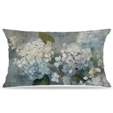 Rustic Spring Blue Hydrangea Floral Pillow Cover 20x12 Double-Sided, Color-1