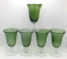 Lot Of 5 Beautiful Artland Sage Bubble Glass Water/Ice Tea Goblets; 7.5" Tall
