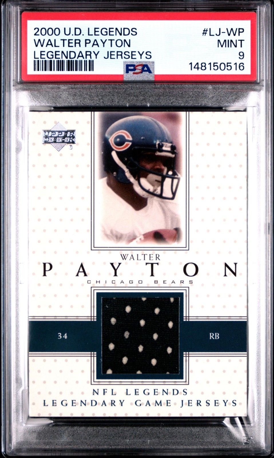 2000 UD Legends Walter Payton Legendary Jerseys #LJ-WP PSA 9