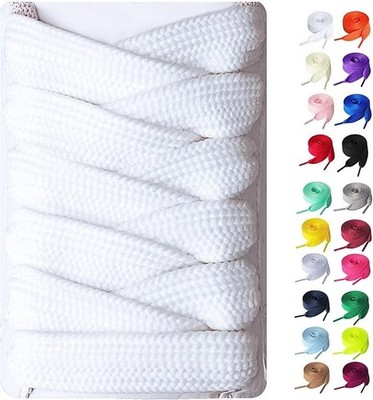 2 Pairs Fat Sneaker Shoe Laces 15mm Wide Athletic Shoelaces (White 2 Pairs,47inc