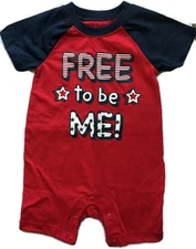 Way to Celebrate NWT Boys 6 9 Mo. Patriotic Free to be Me Knit Shorts Romper