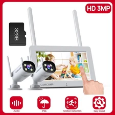 Wireless Security Camera System Rechargeable 7" Touchscreen Monitor No WiFi Need