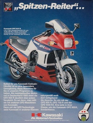 Kawasaki GPZ 900 R - Reklame Werbeanzeige Original-Werbung 1986 (2)