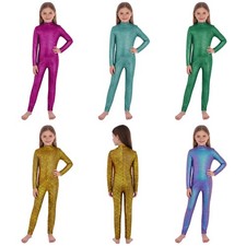 Girls Jazz Dance Performance Jumpsuit Trendy Metallic Bodysuit Ballet Dance