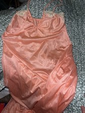 Vintage Satin And Lace Peach Gown Maxi Length Size M