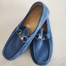 Alexander McQueen Men's Blue Suede Driving Moccasins Loafers  41/8