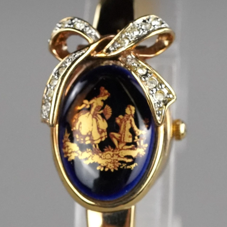 LIMOGES CARAT Bangle Watch Women's Quartz Gold 16mm  Vintage New Battery - Image 3 of 4