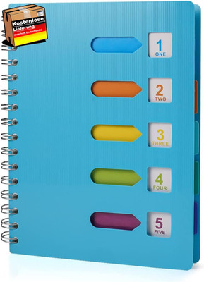 A5 Notizbuch mit Register Spiralblock Dokumentenordner für Studenten Büro Schrei
