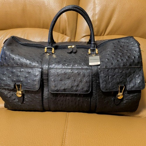 VALENTINO LANZA Boston bag Ostrich leather Black From Japan Y2K