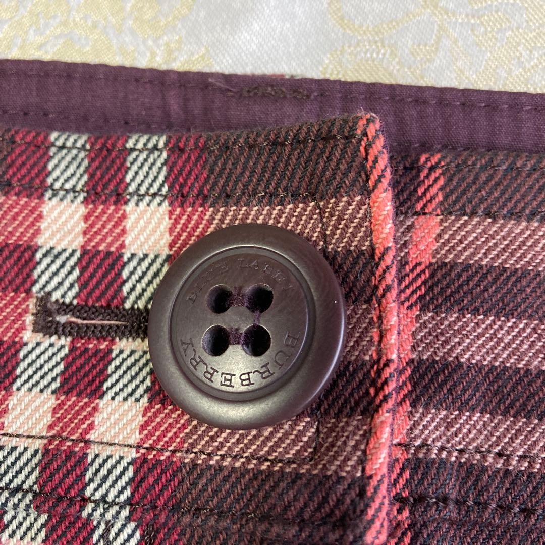 BURBERRY Blue Label Nova Check Mini Skirt Pink Brown Embroidered 36 S Japan