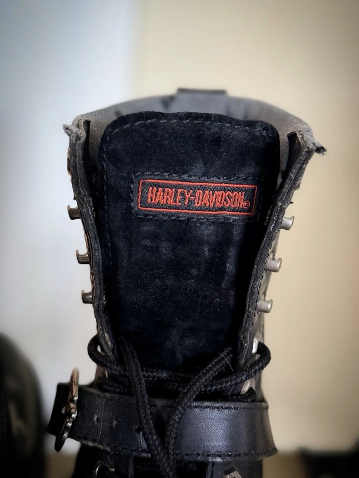 Botas de motociclista Harley-Davidson para mujer con arnés de cuero negro D84706 talla 7M EU38 Foto 4 de 4