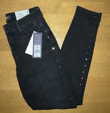 New NYDJ Ami Embellished Lift  Tuck Skinny Legging Jeans 8 Black 144 NWT