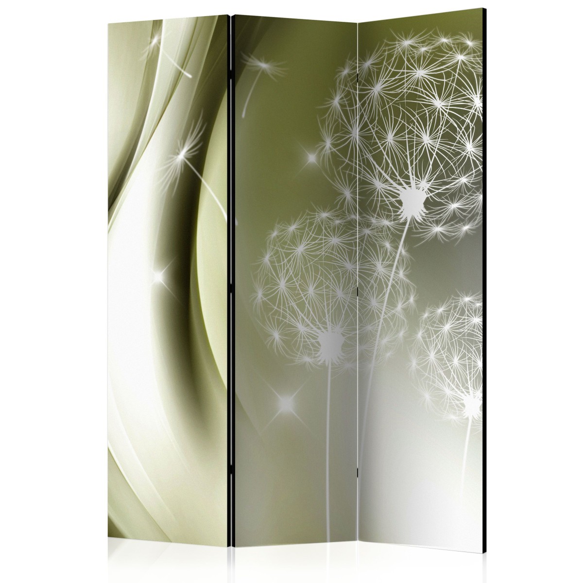 Paravent 3 volets de luxe Green Gentleness avec toile premium