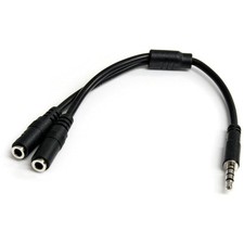 StarTech.com Headset Adapter, Microphone and Headphone Male to Female, Black