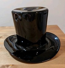 MCM Vintage Large Black Glass Top Hat Ice Bucket, Candy Bowl, Not Marked