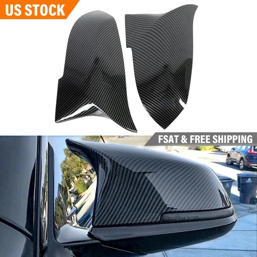 Carbon Fiber Black Side Mirror Cover Caps for BMW 3 Series M3 F20 F30 F31 328i