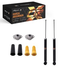 2x Hinten Stoßdämpfer + Anschlagpuffer + Domlager Kit for SKODA FABIA III 14-22