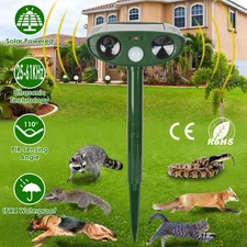 Solar Ultrasonic Animal Repeller PIR Motion Sensor Repellent Chaser IPX4 f/ Farm