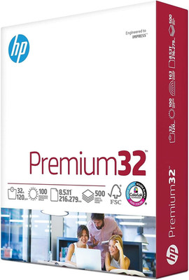 HP Paper Printer | 8.5 X 11 Paper | Premium 32 Lb | 1 Ream - 500 Sheets | 100 Br