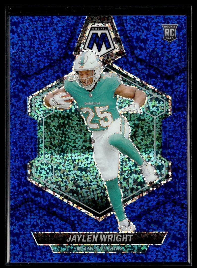 2024 MOSAIC BLUE SPARKLE /96 ROOKIE 383 Jaylen Wright Miami Dolphins