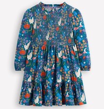Mini Boden Tiered Jersey Dress Aurora Smocked Pumpkin Owl Harvest NWT New 6-7