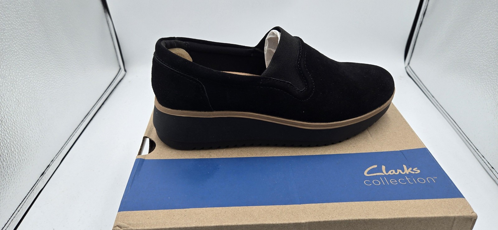 Clarks Shoes Womens Size 7 W Black Suede Slip On Zylah Sky Comfort Loafers