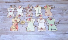 9~Vintage~Dressform~Sewing~Torso~Junk Journal~Linen Cardstock~Gift~Hang~Tags