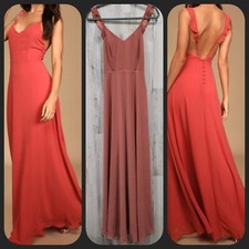LULUS Meteoric Rise Rusty Rose Maxi Dress**Ruffle Straps*Stylish Size XS**NWOT**