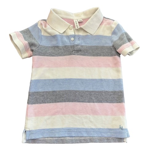 Janie & Jack Outfit Set Boys 4 XS Blue Linen Pants Striped Cotton Polo Summer - Picture 2 of 14