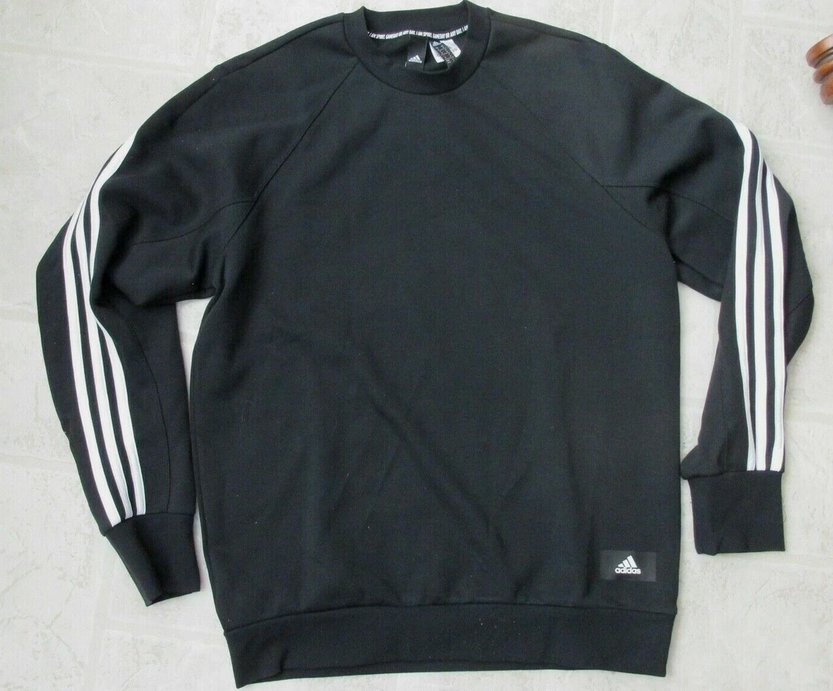 Black sweatshirt best sale with white stripes